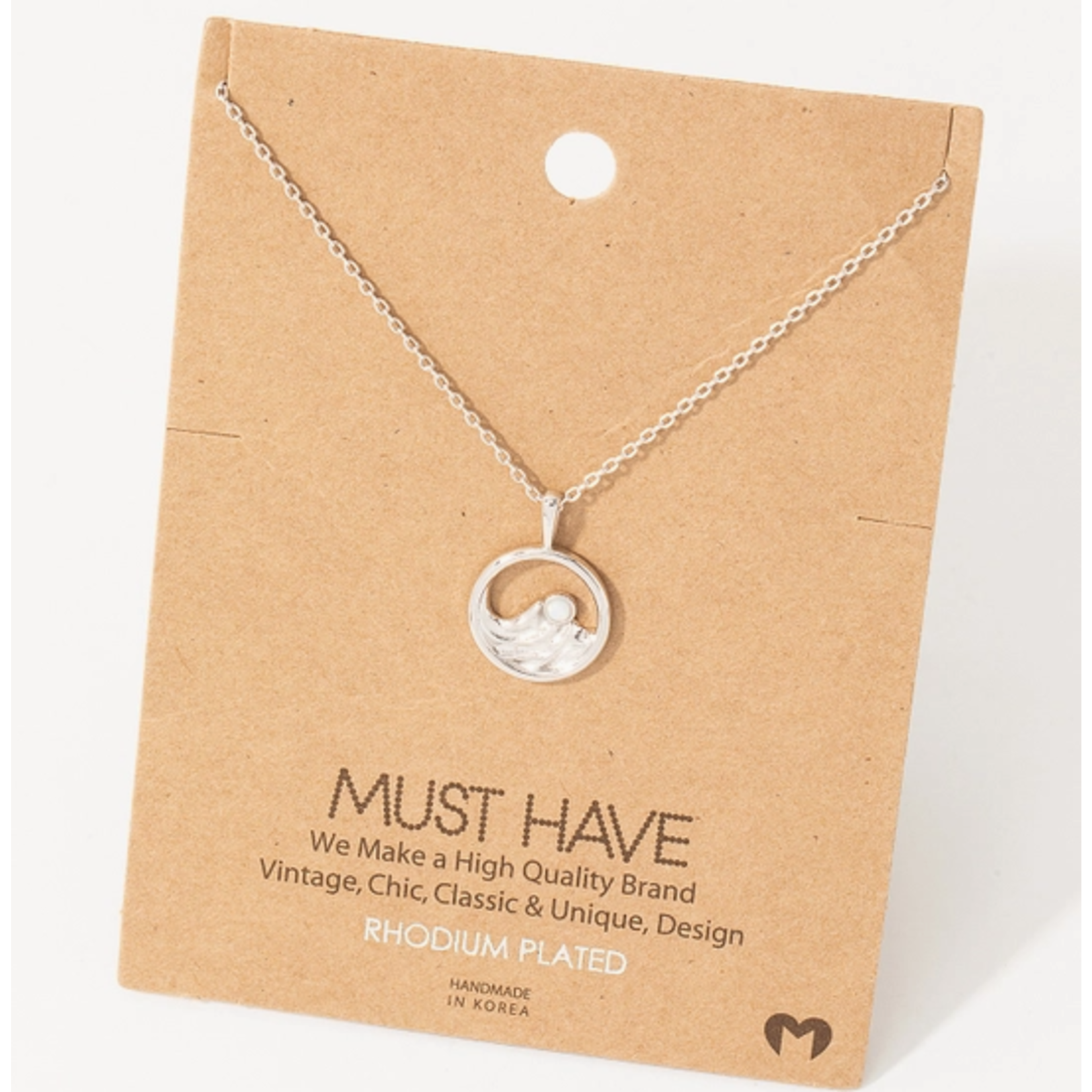 Fame Accessories FA Mini Mountain Opal Pendant Necklace Silver