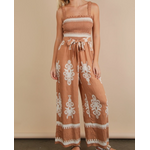 Very J Very J Boho Printed Smocking Detail Jumpsuit