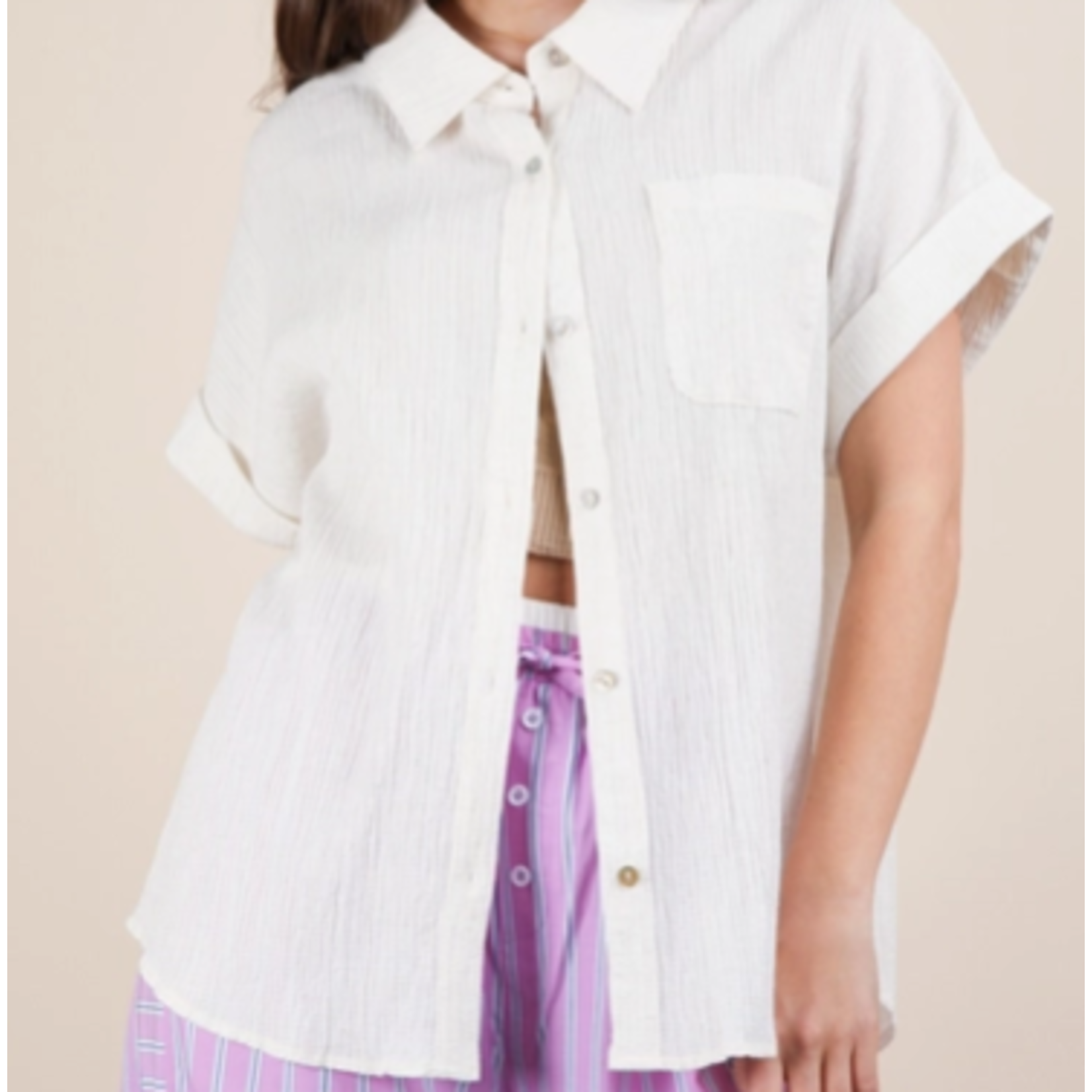 Very J Very J Dolman Sleeve Crinkled Woven Shirt