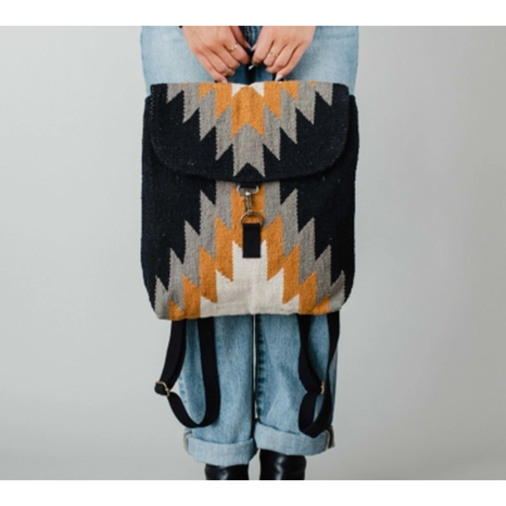 Panache Apparel Panache Black, Gray, Mustard & Cream Aztec Backpack