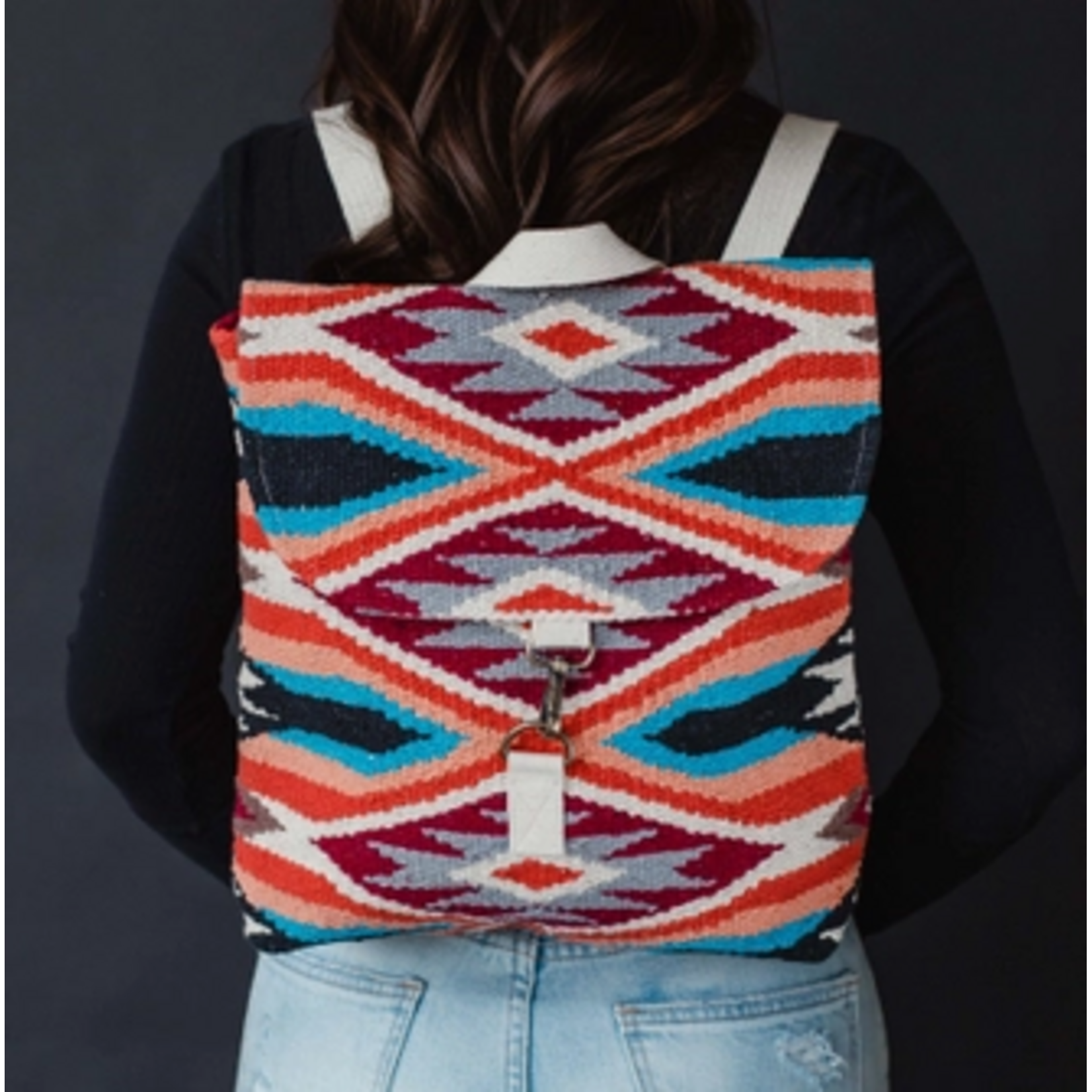 Panache Apparel Panache Red, Blue, Orange & Cream Aztec Backpack
