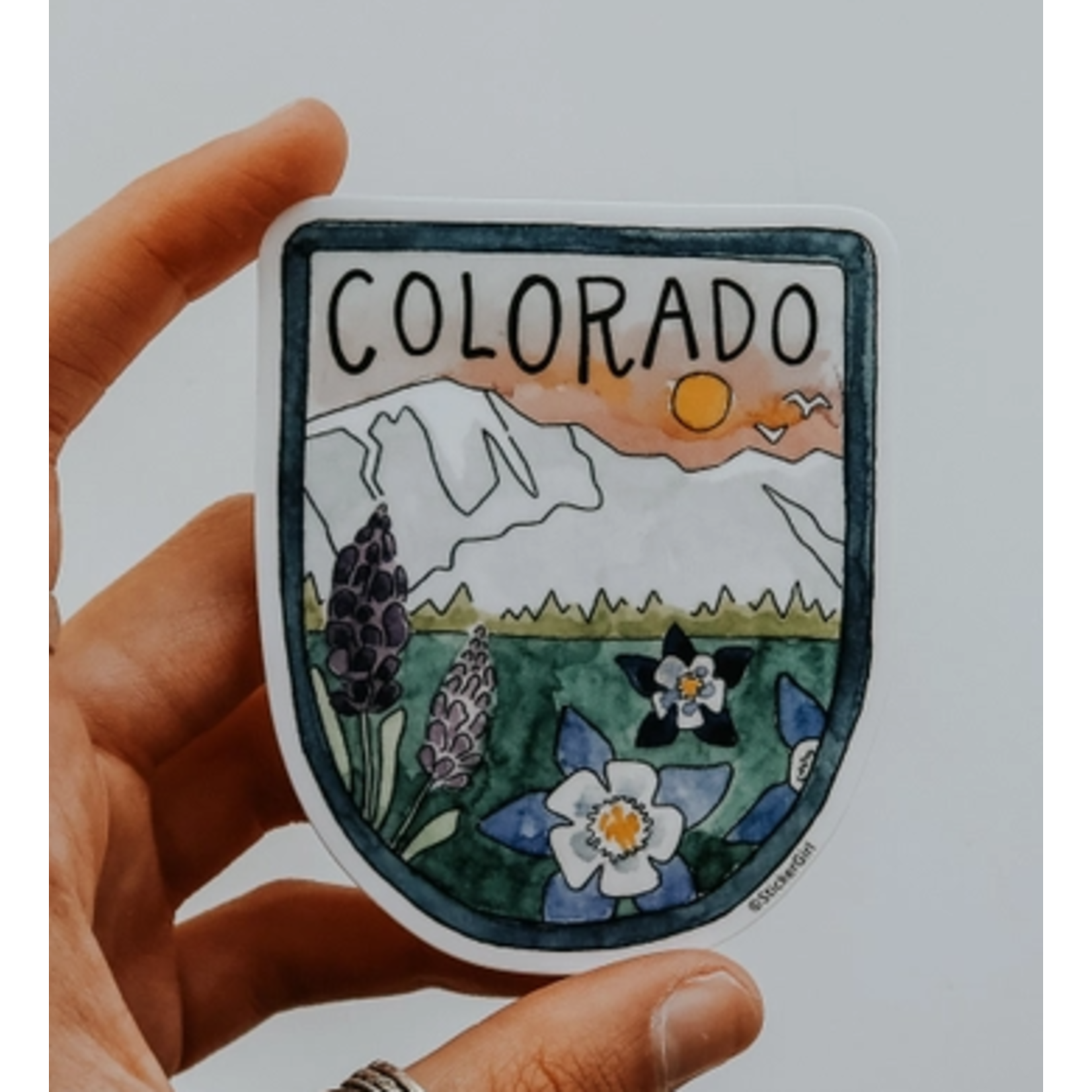Sticker Girl Sticker Girl Colorado Mountains and Bluebell Badge Vinyl Sticker