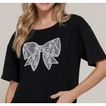 Active Basics AB  Crew Neck Lace Patch Oversize Cotton Jersey Top