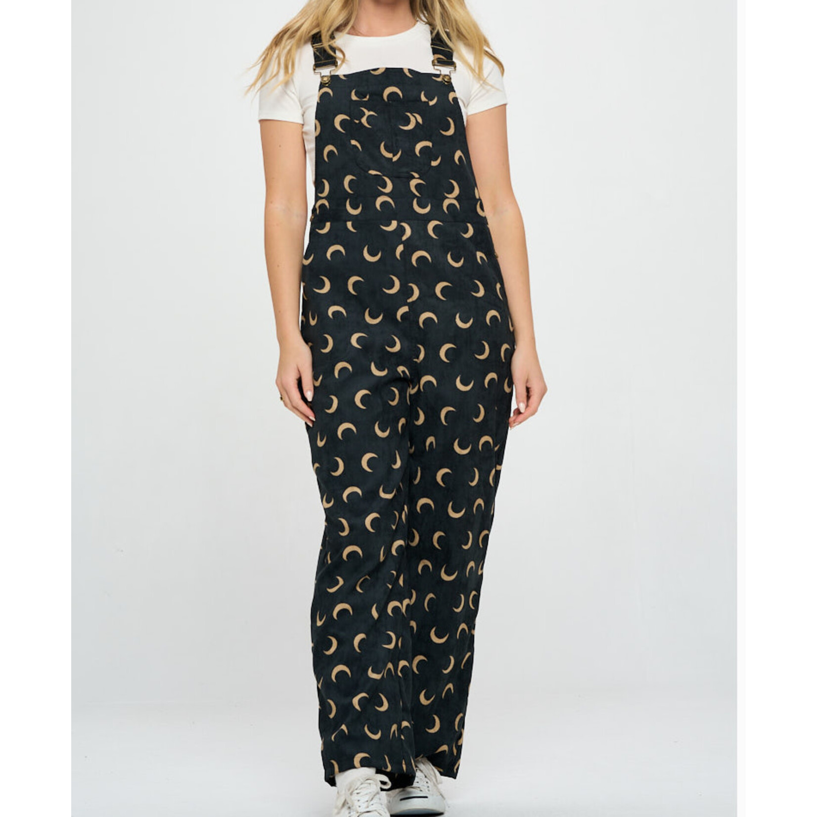 SM Wardrobe SMW Half Moon Print Corduroy Overalls