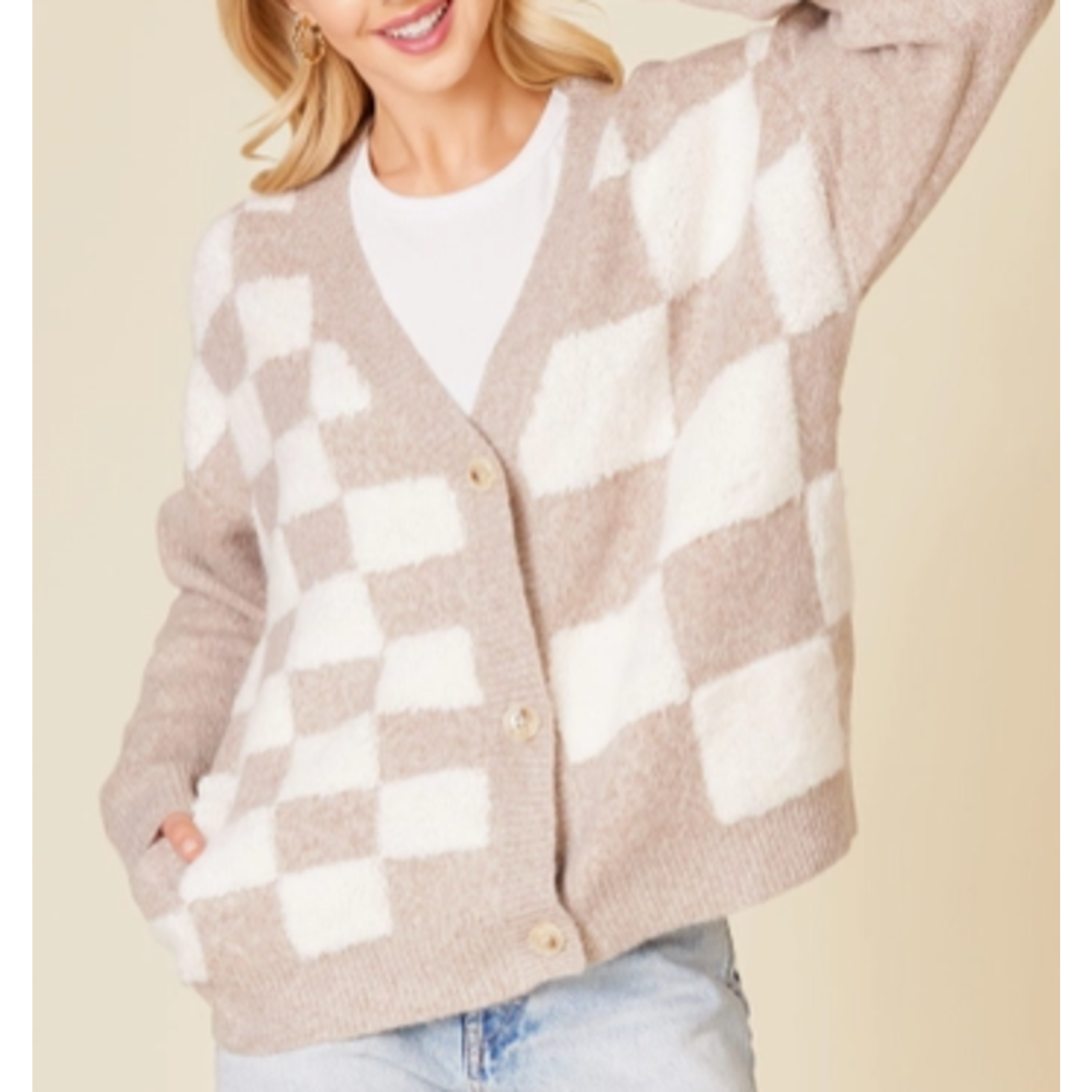 Vanilla Monkey VM Checkboard Cardigan