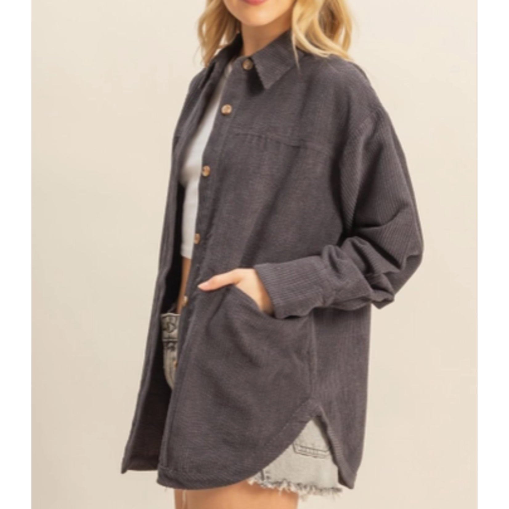 Vanilla Monkey VM Classic Corduroy Shacket with Pockets