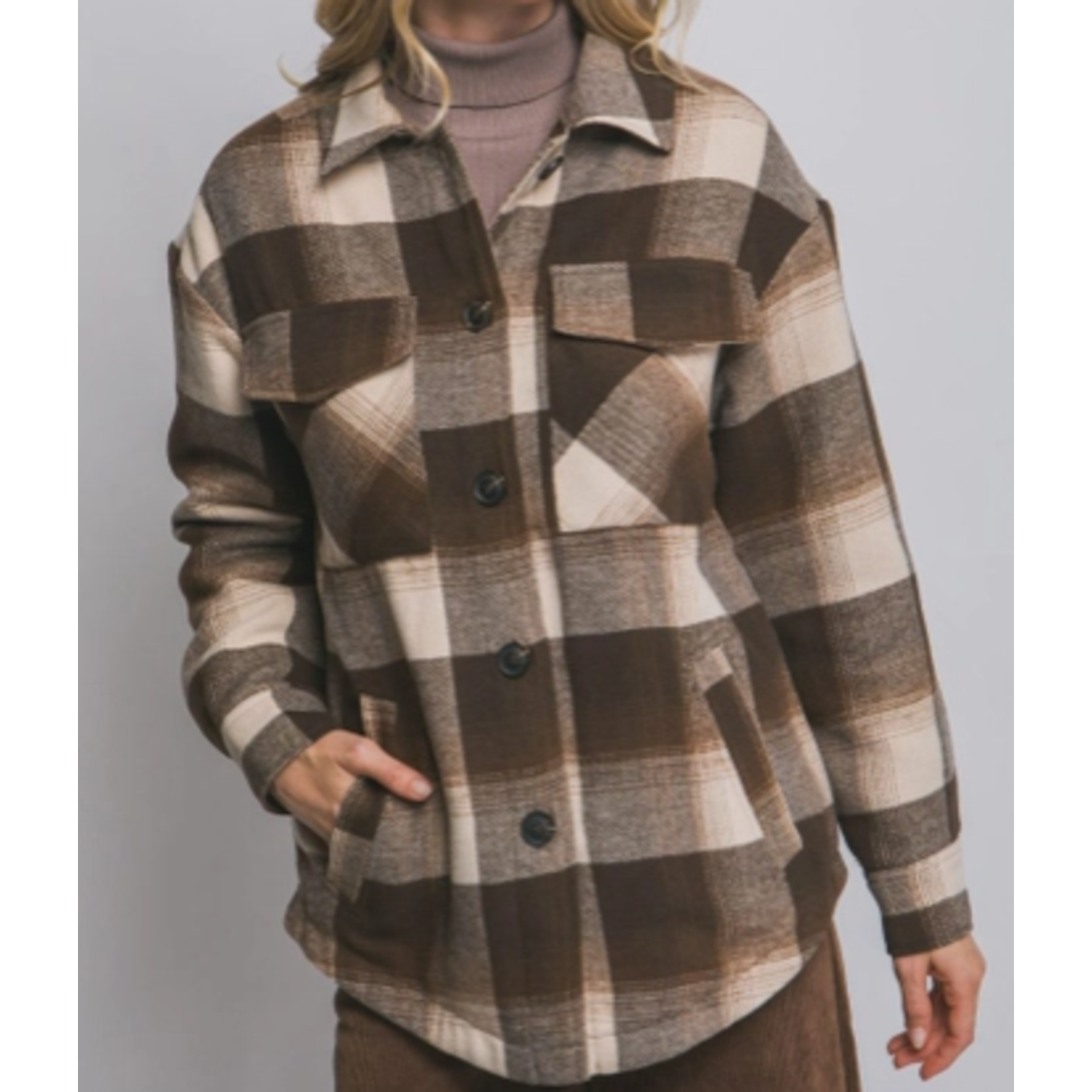 Vanilla Monkey VM Plaid Button Up Jacket with Sherpa Lining