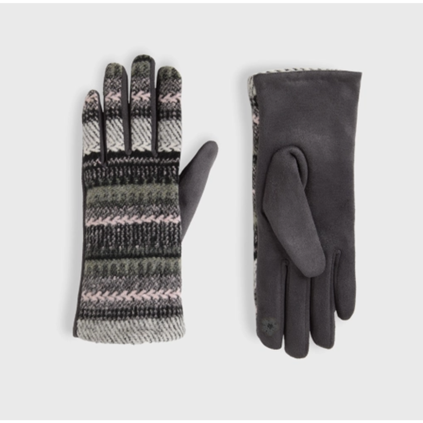 Coco & Carmen C+C Sweater Stripe Touchscreen Gloves-Blush