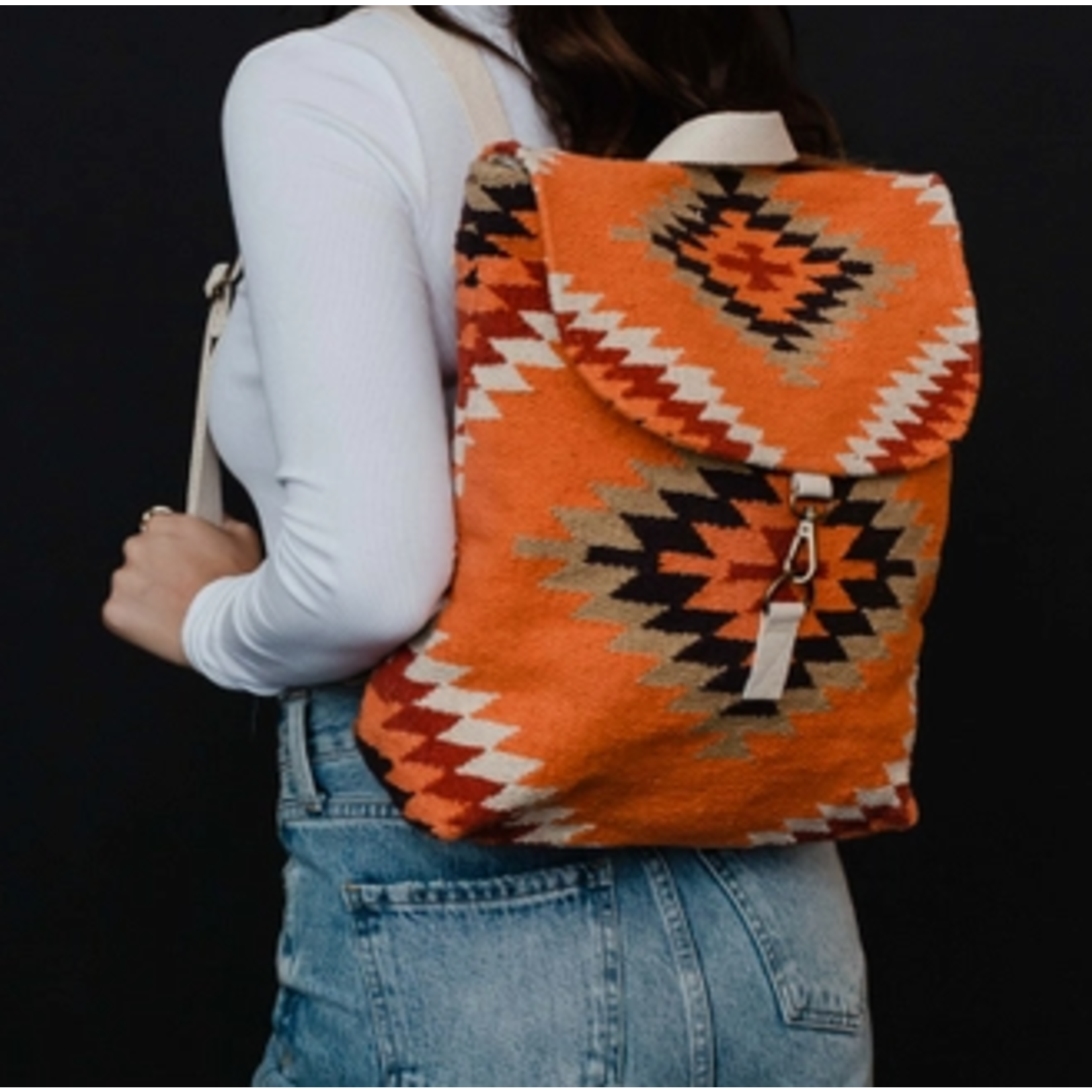 Panache Apparel Panache Apparel Orange, White & Red Aztec Backpack