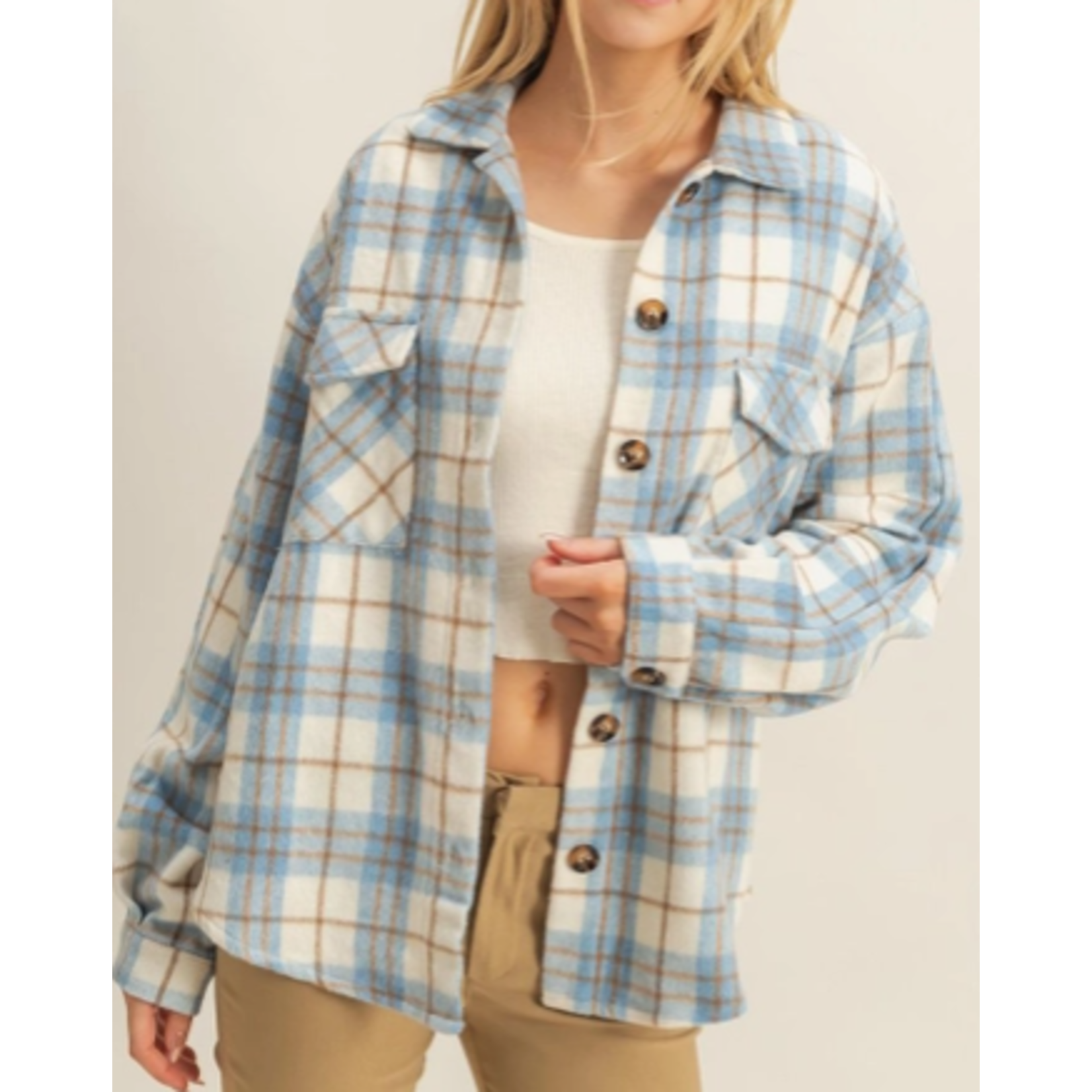 Vanilla Monkey VM Collared Plaid Shacket