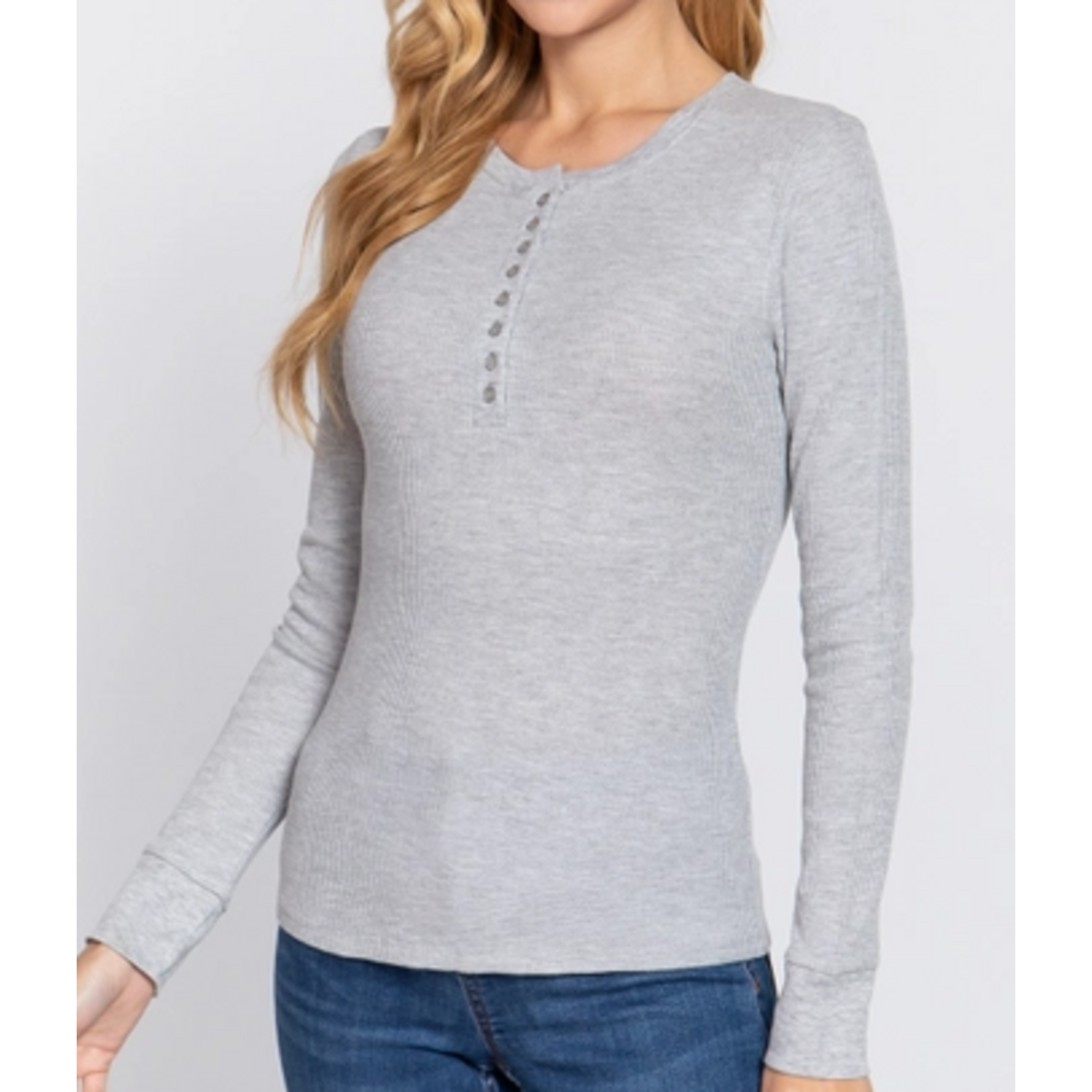 Active Basics AB LS Henley Thermal Knit Top