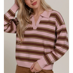 Active Basics AB Long Sleeve Multi Stripe Polo Sweater