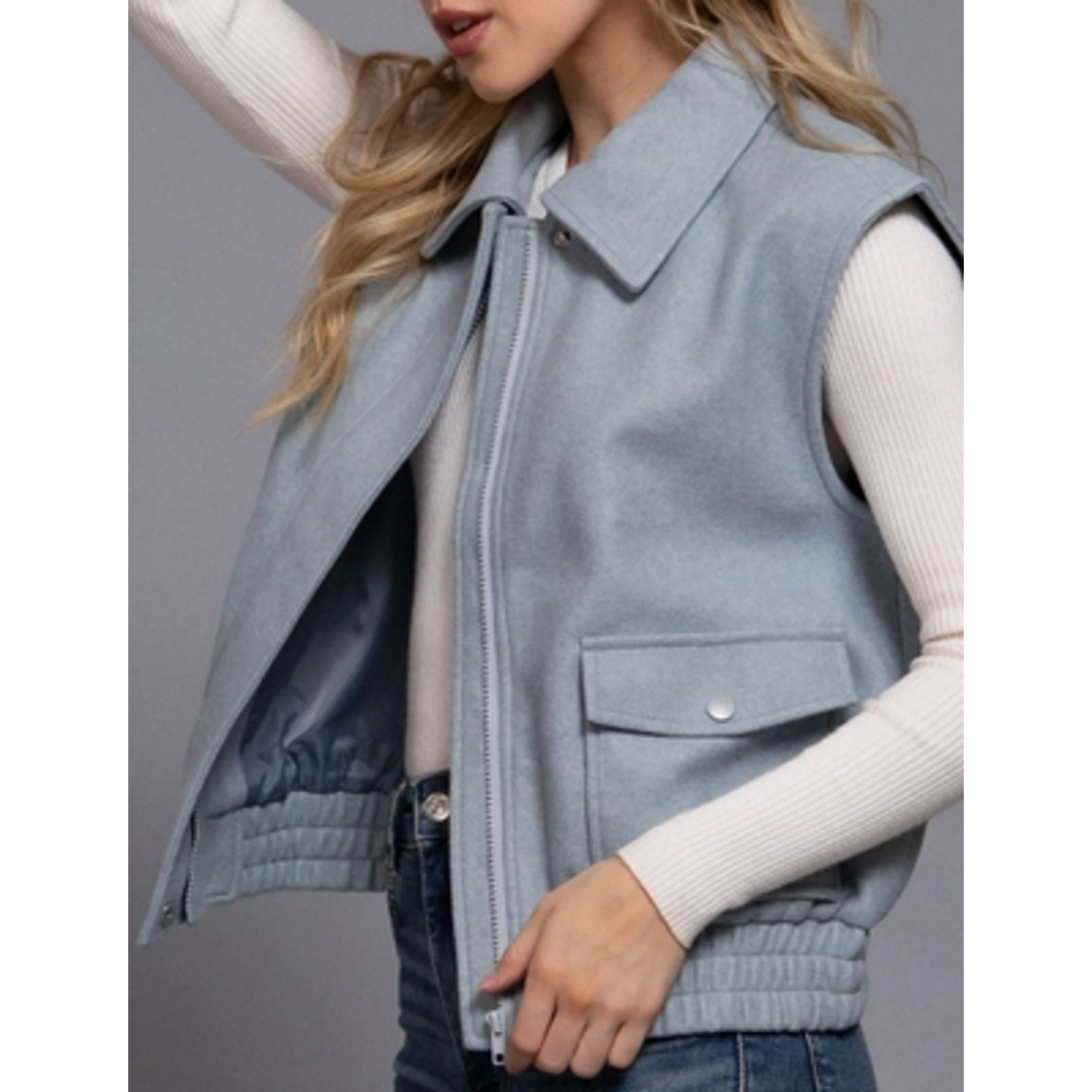 Active Basics AB Collar Soft Felt Zip Vest
