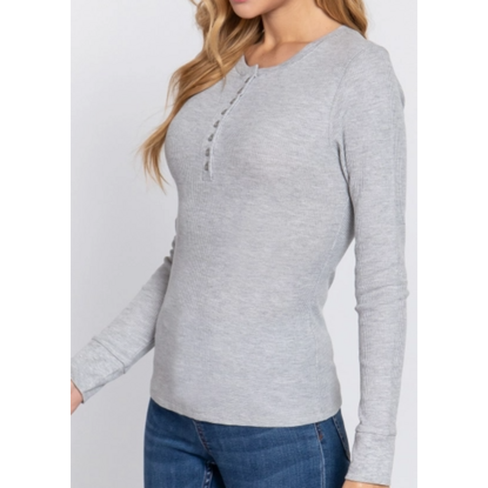 Active Basics AB LS Henley Thermal Knit Top