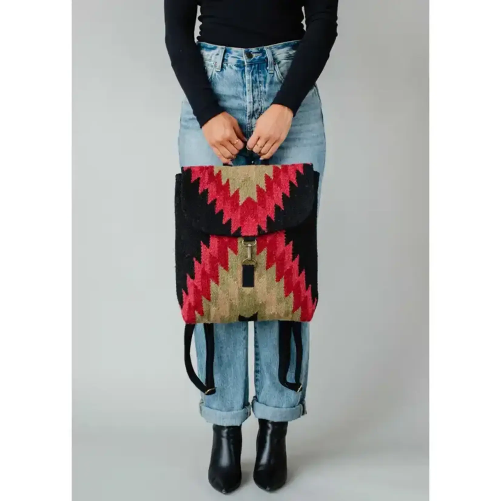Panache Apparel Panache Apparel Black, Green & Red Aztec Backpack