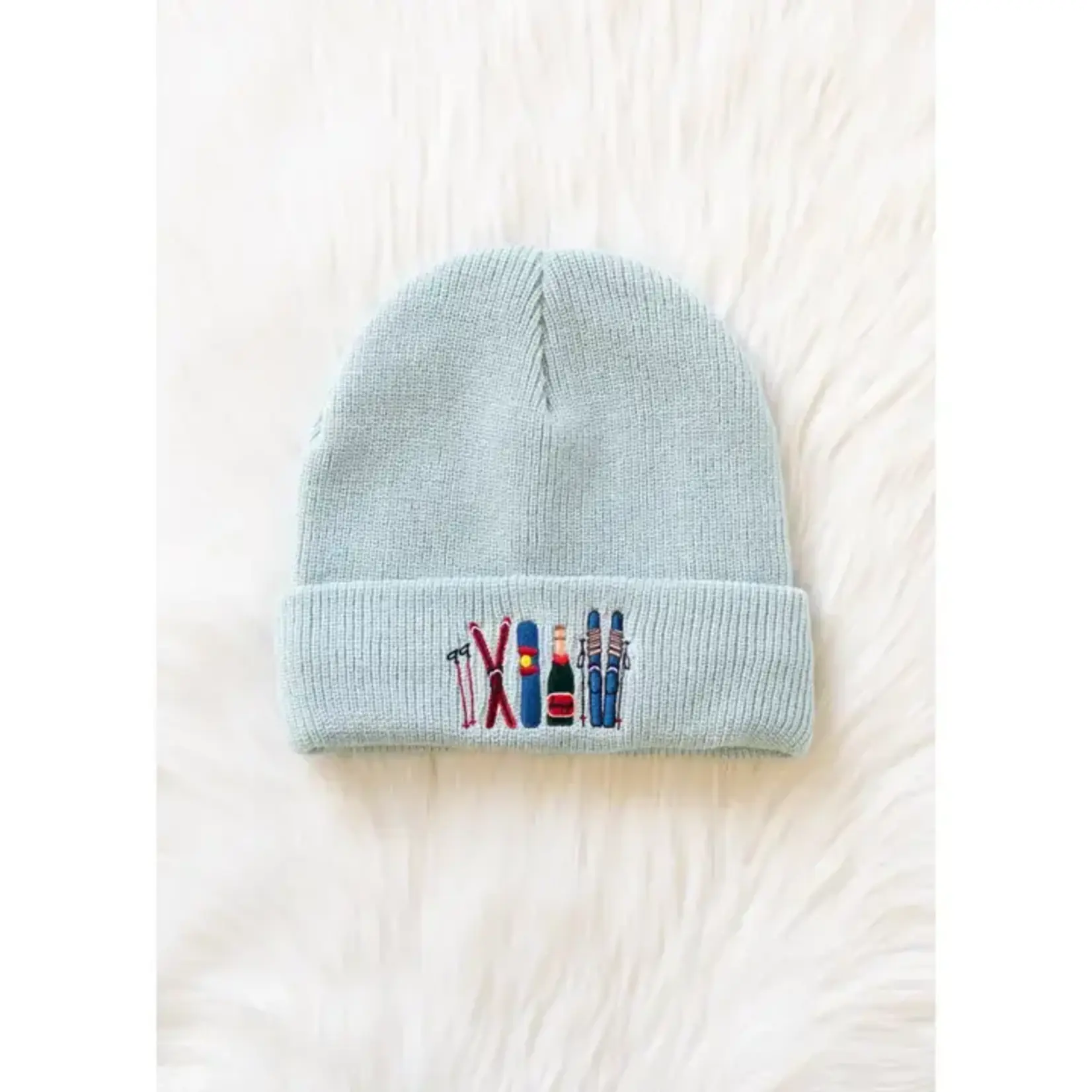 Panache Apparel Panache Apparel Lt. Blue Ski Embroidered Knit Beanie