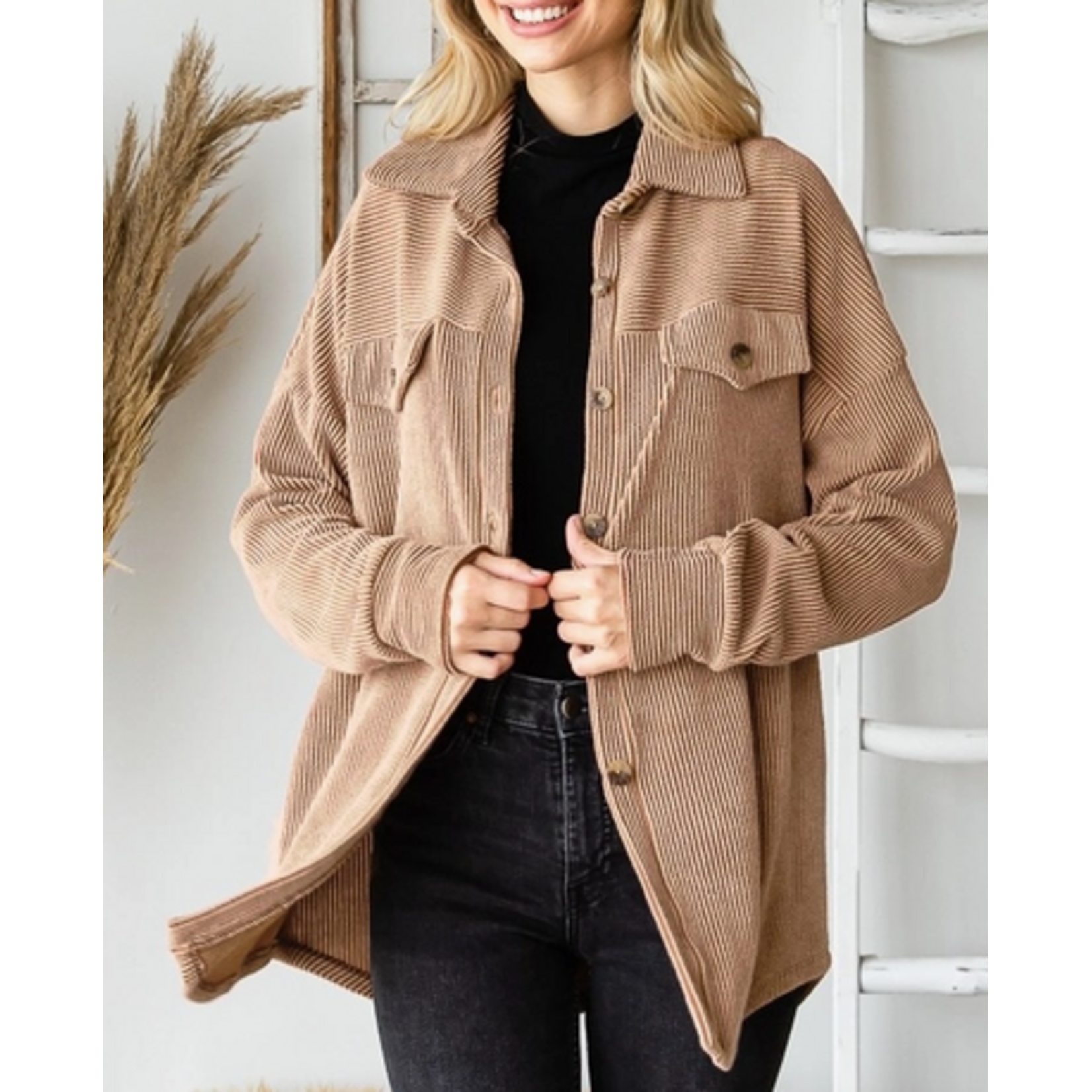 Vanilla Monkey VM Texture Button Down Shacket