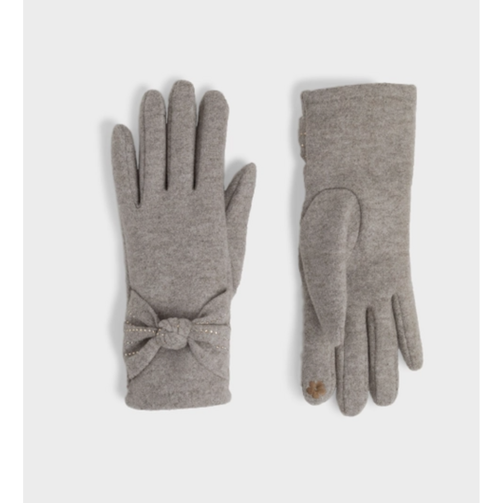 Coco & Carmen C&C Bow Twist Wrist Touchscreen Gloves Gray