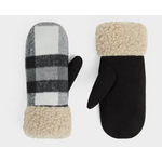 Coco & Carmen C&C Sherpa Cuff Plaid Mitten Black/White