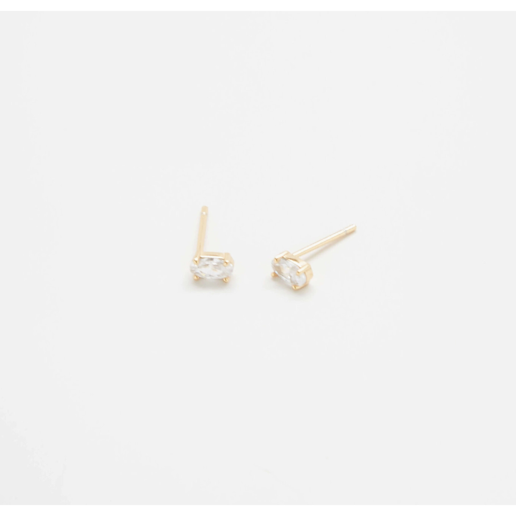 Admiral Row AR White Cubic Zirconia Oval Gold Vermeil Stud Earrings - Jewelry