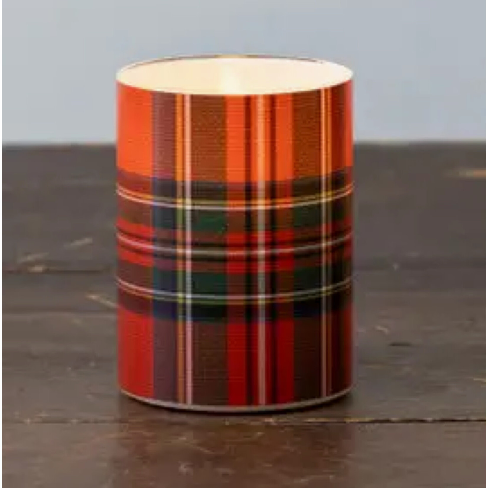 Ragon House Ragon House 4" Red Tartan 3D Flame Glass Candle