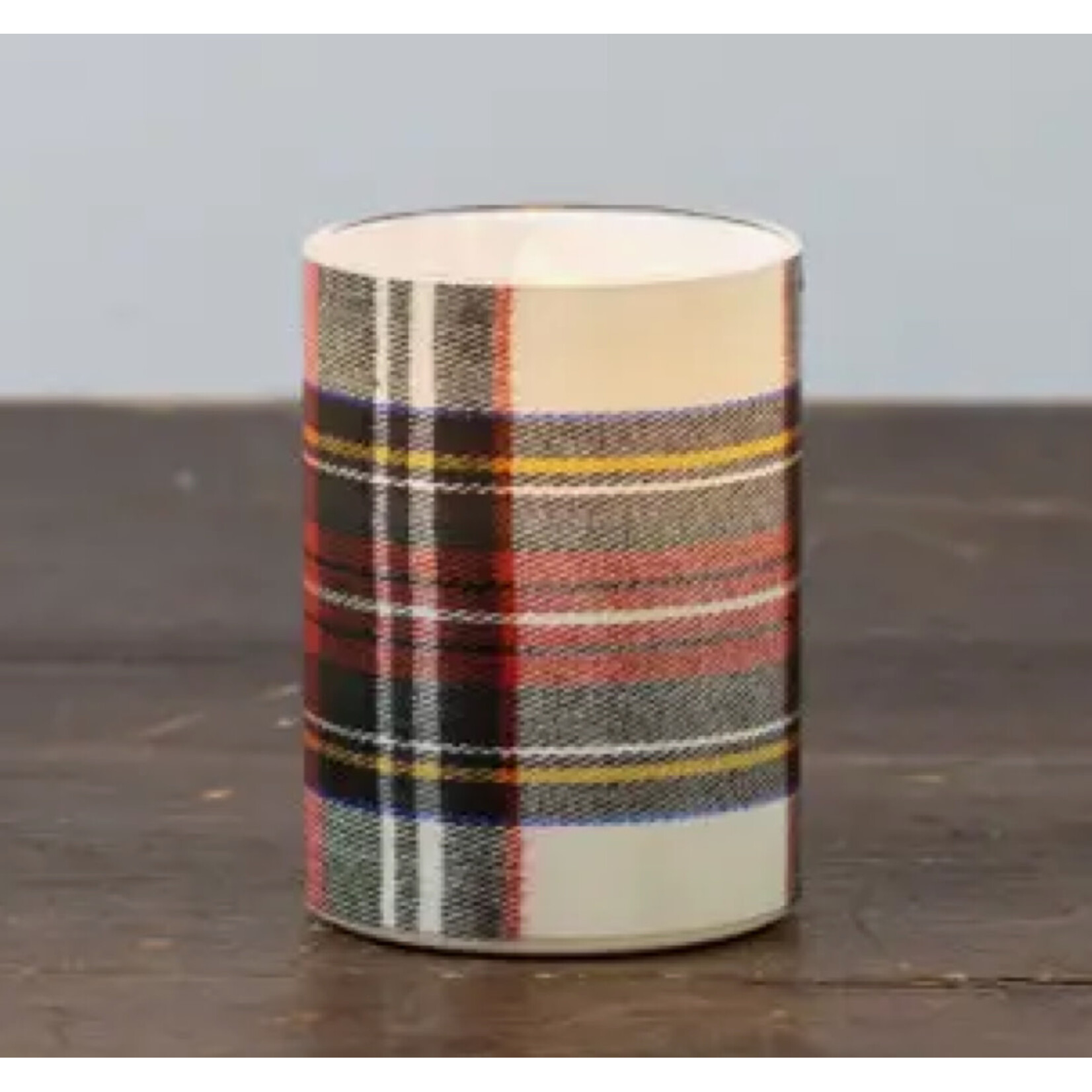 Ragon House Ragon House 4" White Tartan 3D Flame Glass Candle