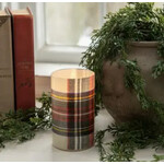Ragon House Ragon House 5" White Tartan 3D Flame Glass Candle
