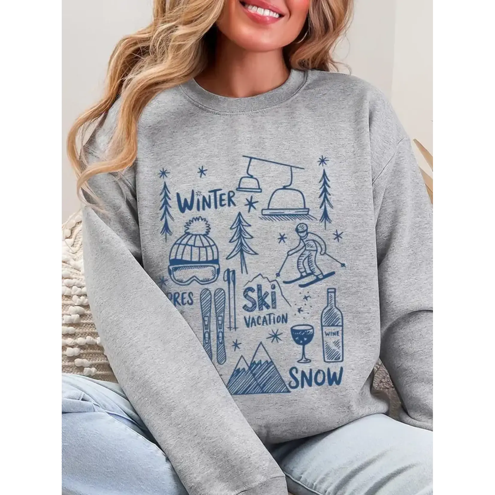 Colorbear Ski Doodle Graphic Sweatshirt