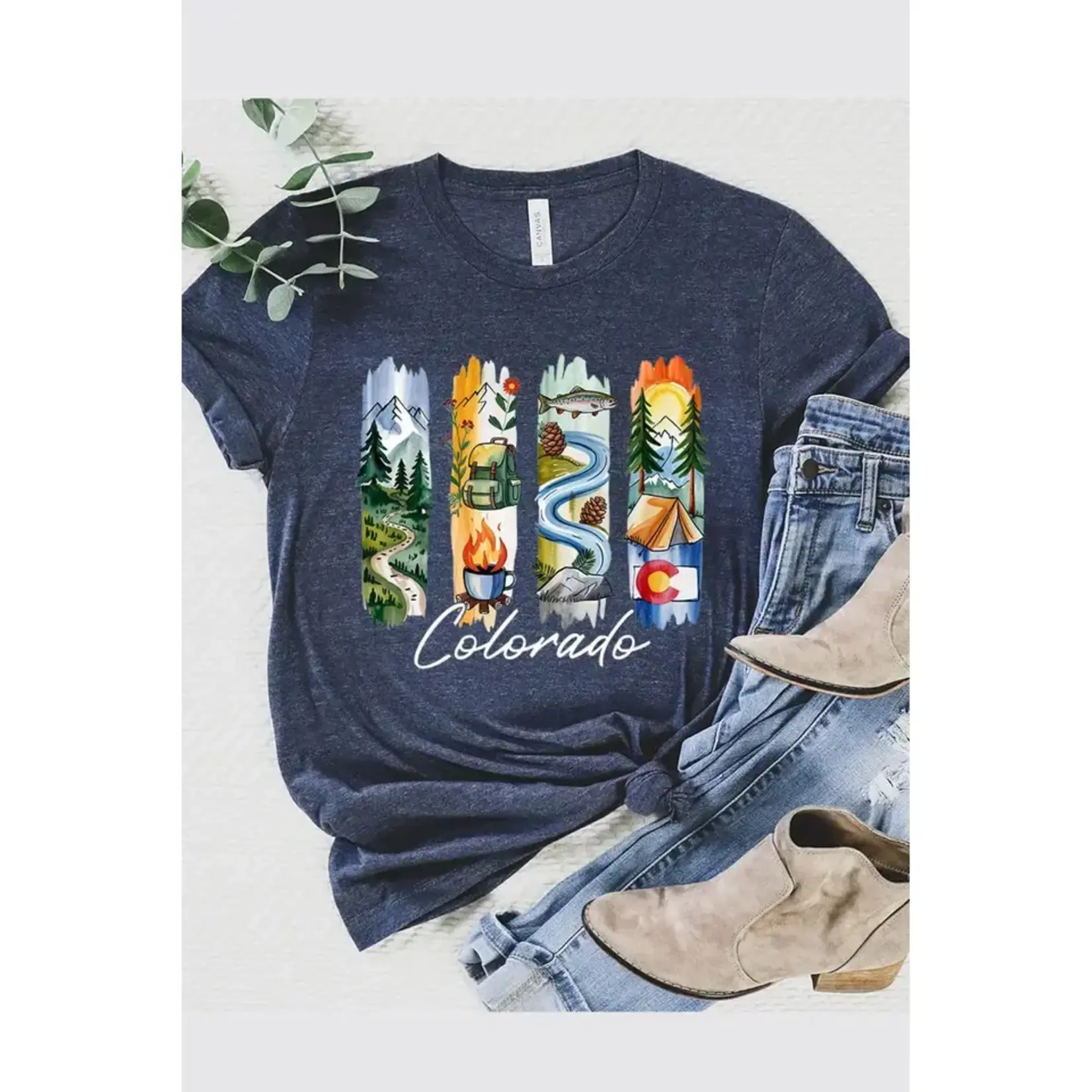 Colorbear Colorado State Brushstroke Graphic T-Shirt