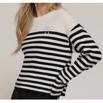 Active Basics AB Pearl Bow Detail Stripe Sweater