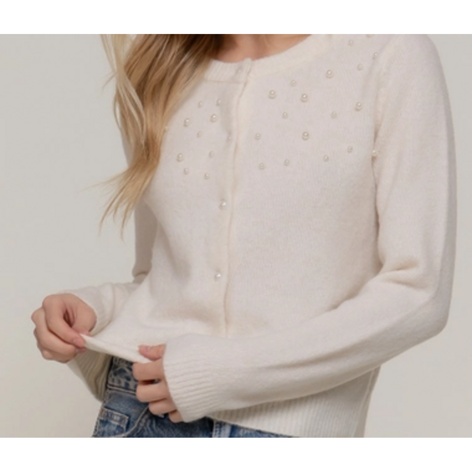 Active Basics AB Pearl Pearl Embellished Sweater Cardigan
