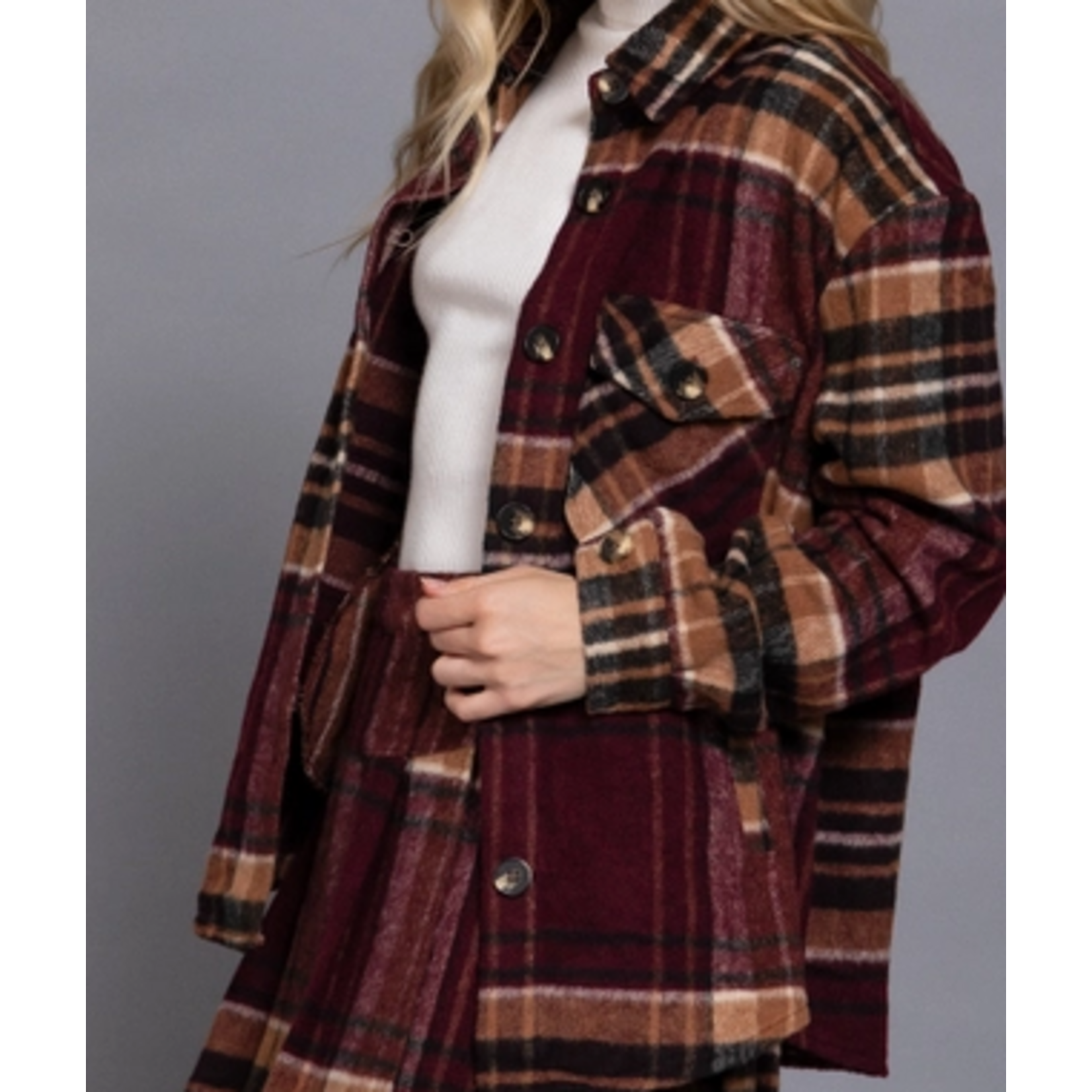 Active Basics AB  Wool Blend Plaid Button Jacket