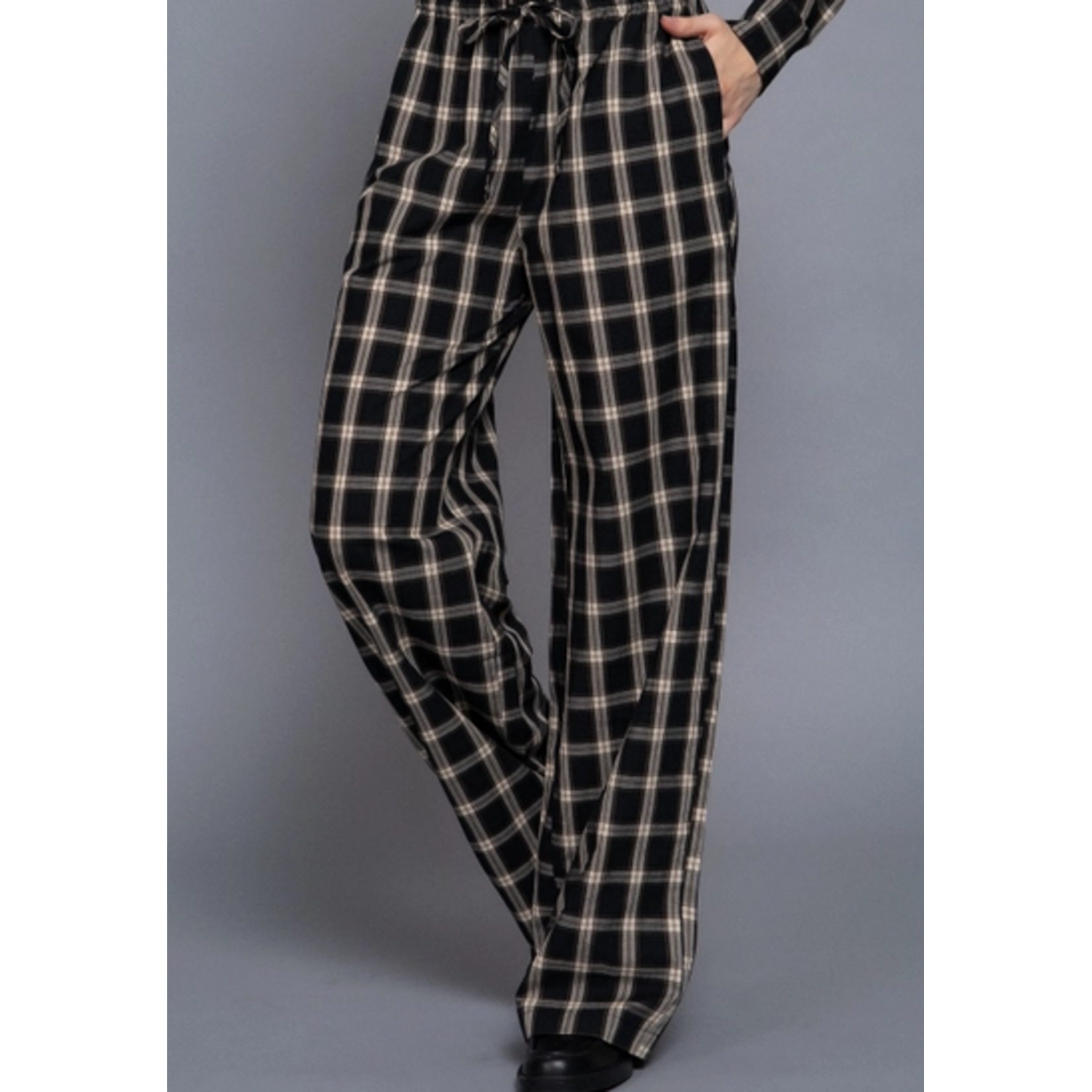 Active Basics AB  Wide Leg Plaid Woven Pants