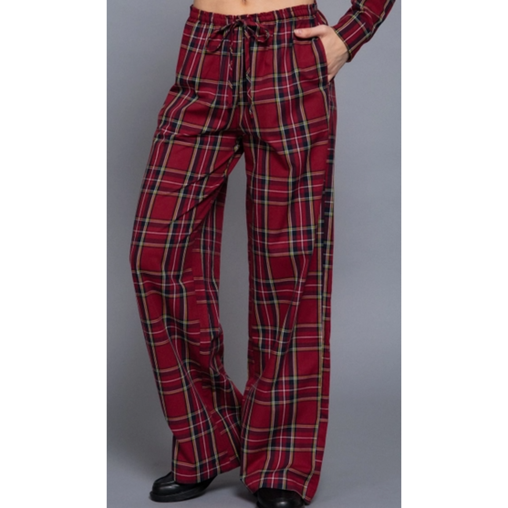 Active Basics AB  Wide Leg Plaid Woven Pants