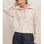 En Creme En Creme Half Zip Confetti Pullover Sweater