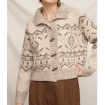 En Creme En Creme Fair Isle Printed Sweater Cardigan