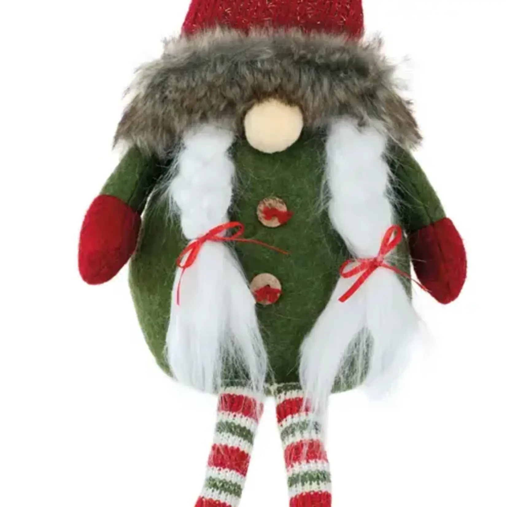 Boston Int. Boston Int Clover Stripe Leg Santa Christmas Gnome Dangling Legs