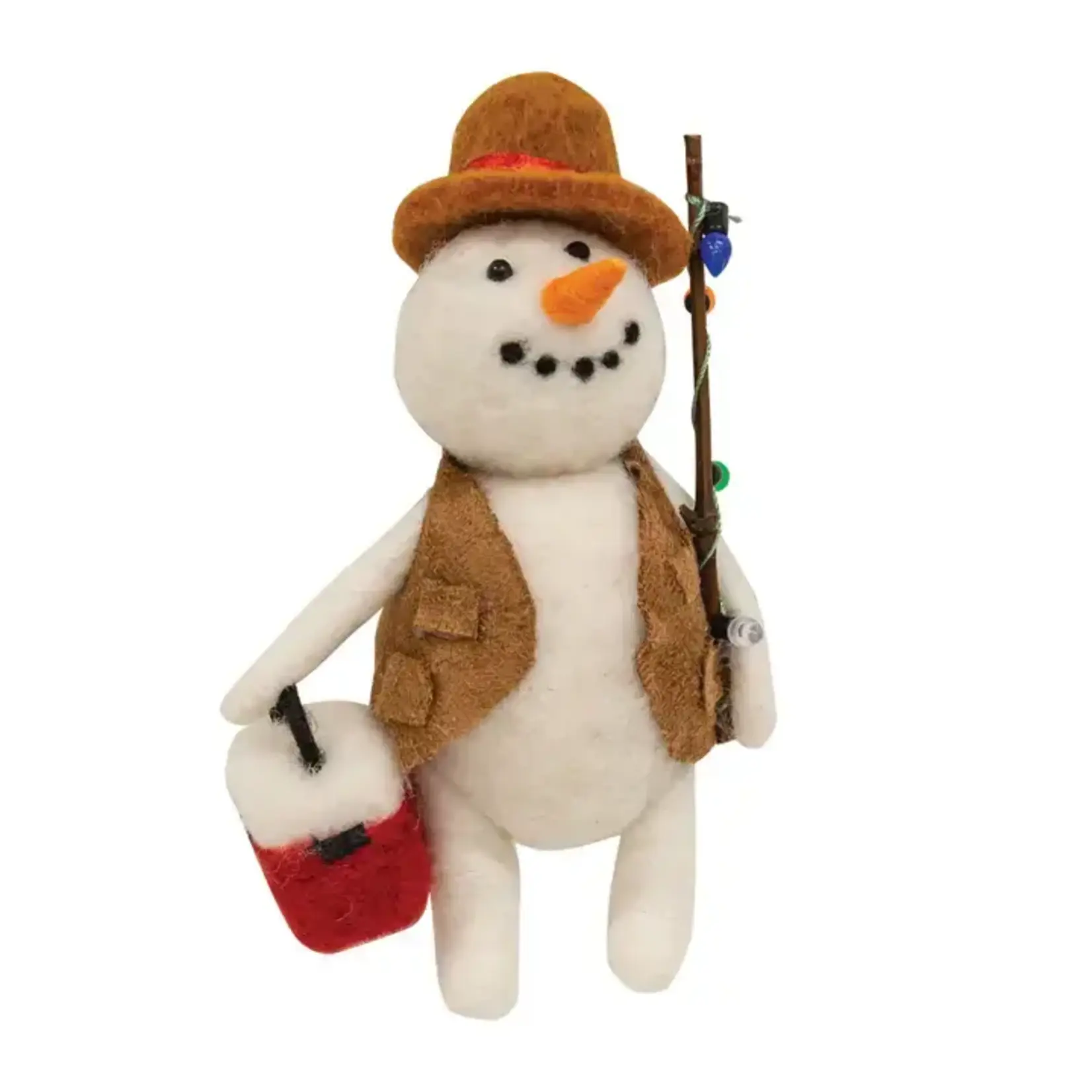 Bright Ideas Bright Ideas Fishing Snowman Felted Ornament