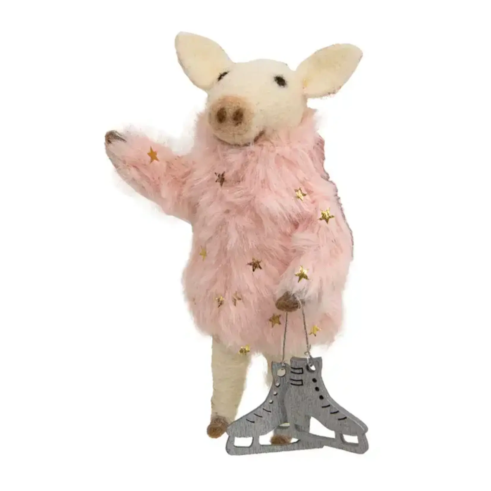 Bright Ideas Bright Ideas Pink Fur Skater Mouse Felted Ornament