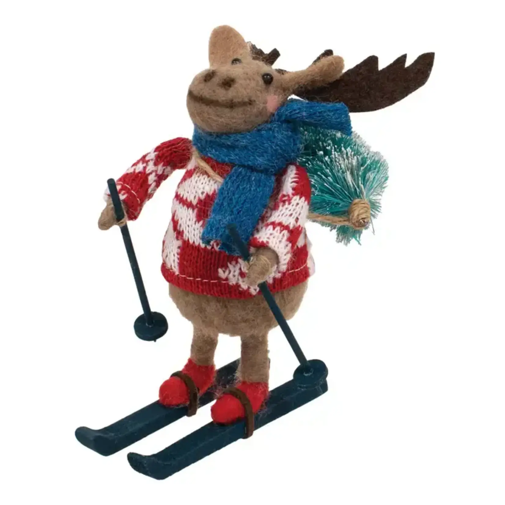 Bright Ideas Bright Ideas Skiing Moose Felted Ornament