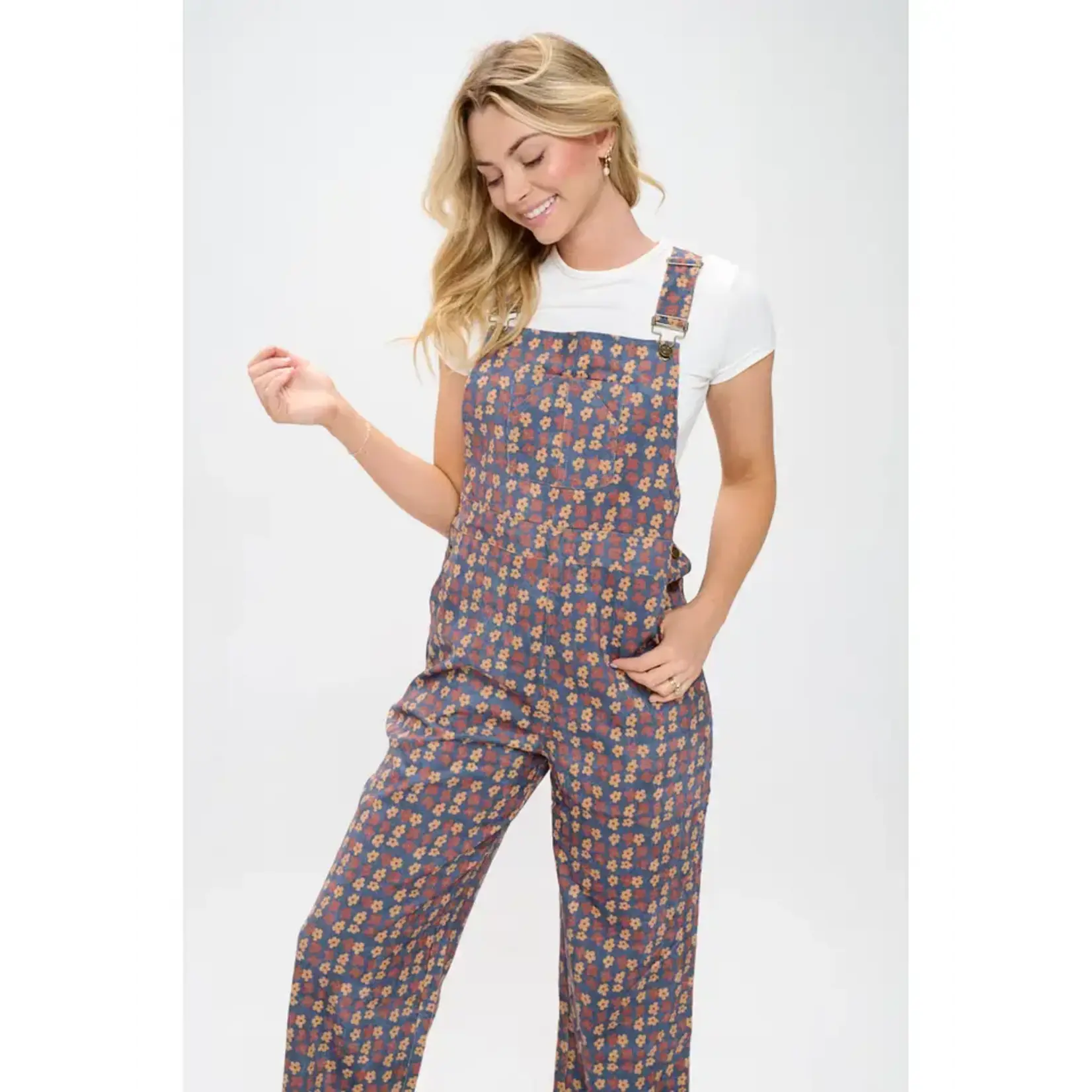 SM Wardrobe SMW  Poppy Floral Print Corduroy Overall