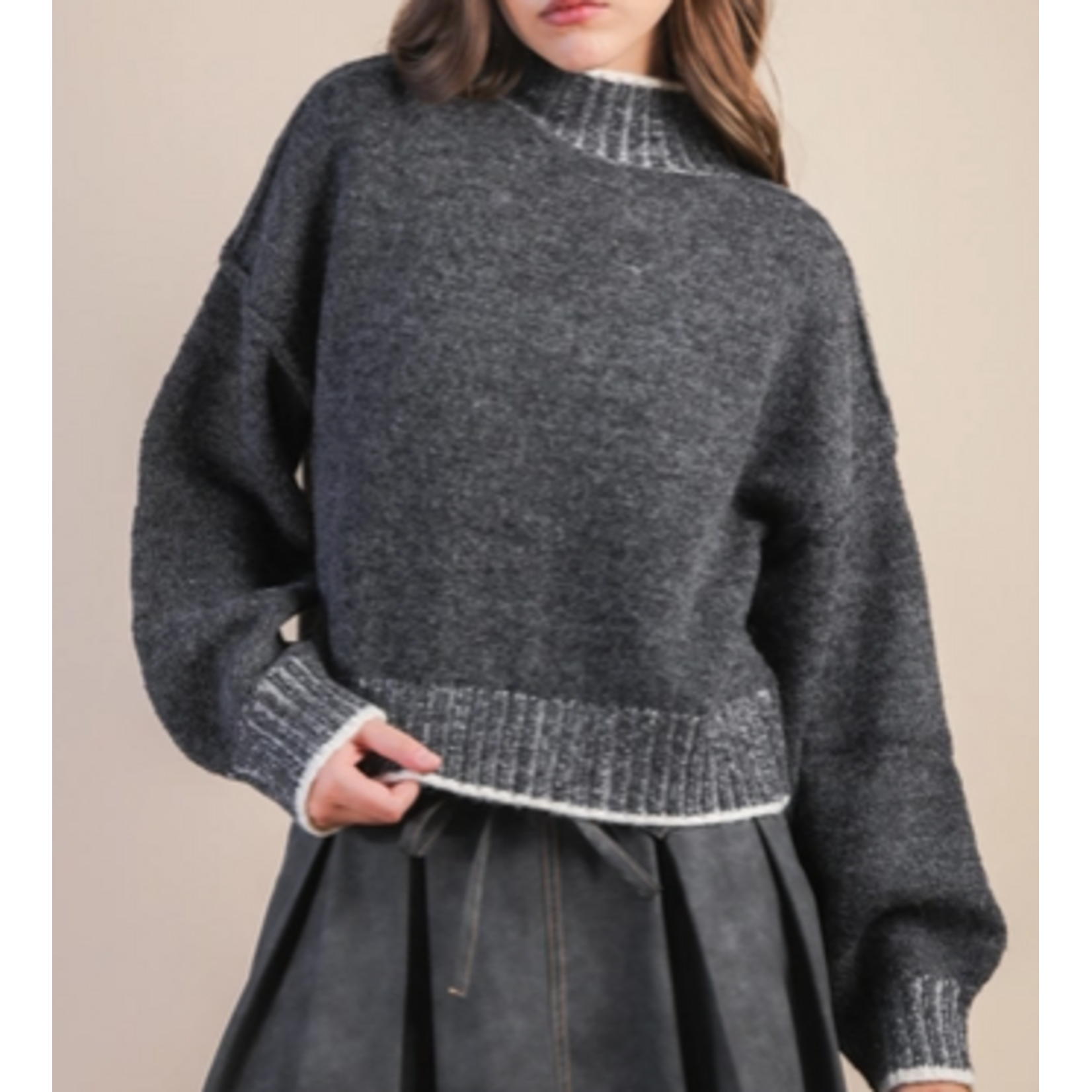 Very J Very J Mock Neck Knit Sweater