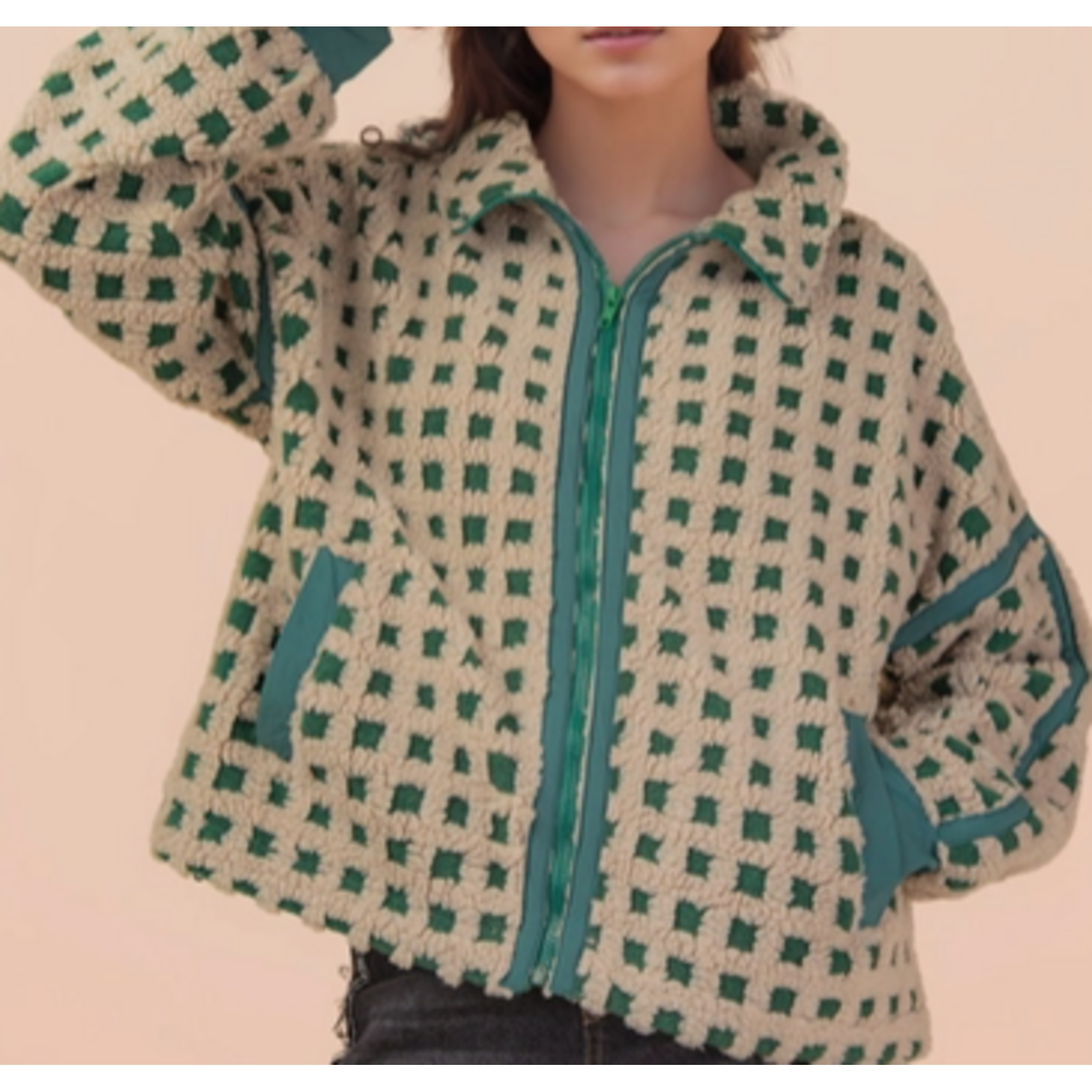 Very J Very J Checker Fleece Jacket