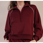 Very J Very J Piping  Knit 1/2 Zip