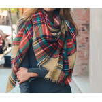 Leto Accessories Leto Warm Frayed Edge Flannel Scarf