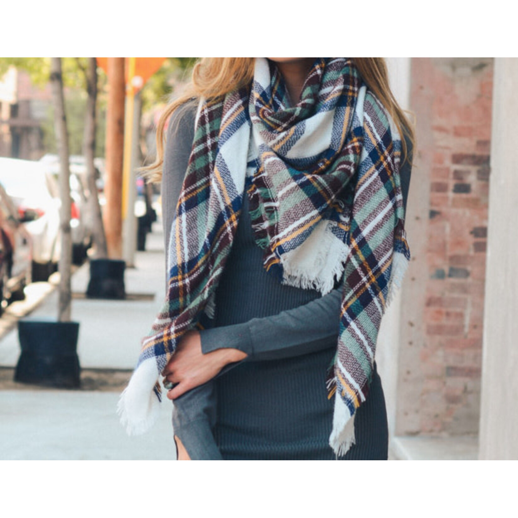 Leto Accessories Leto Warm Frayed Edge Flannel Scarf