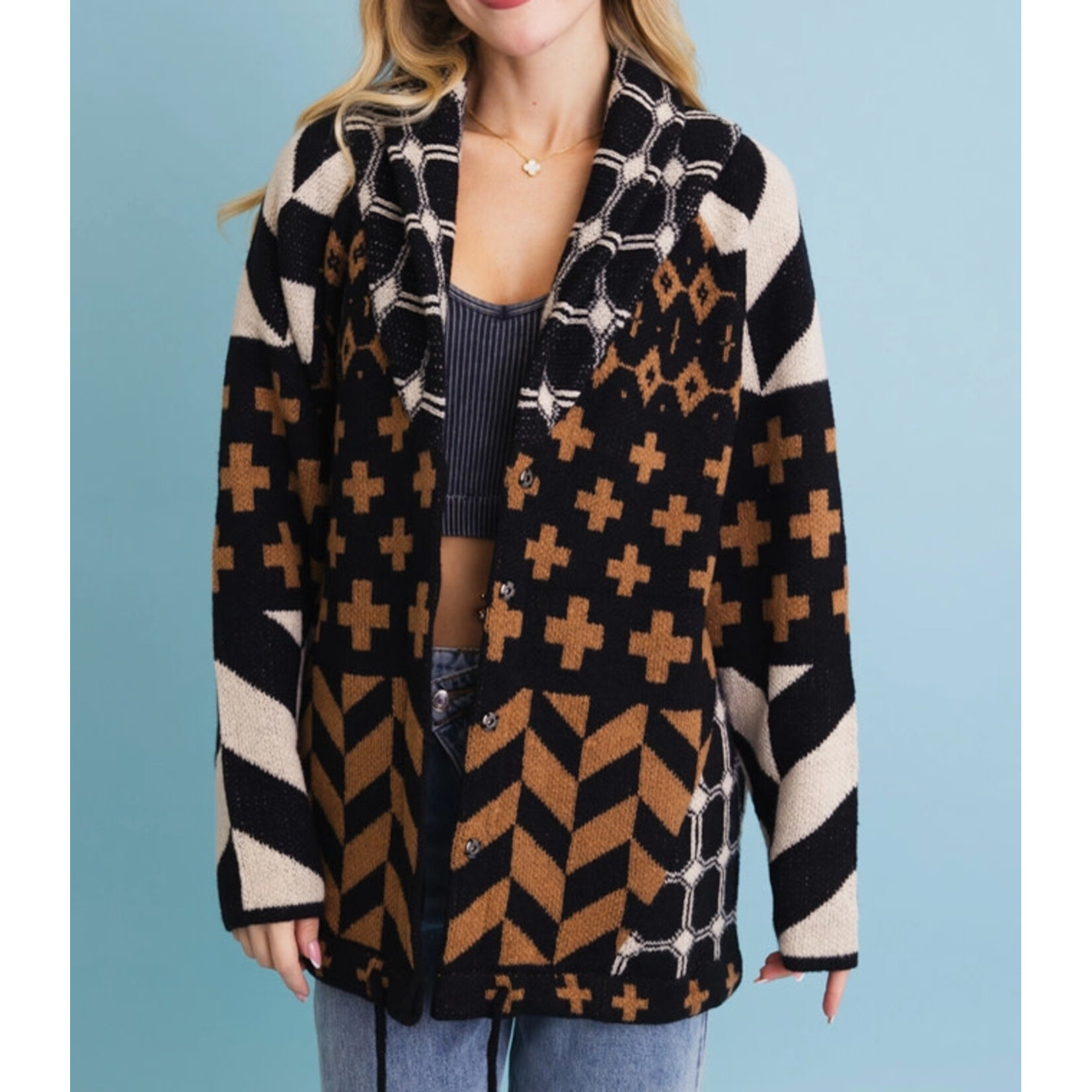 Leto Accessories Leto Knit Cardigan Black O/S