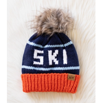 Panache Apparel Panache Orange, Navy & Lt. Blue Ski Pom Hat
