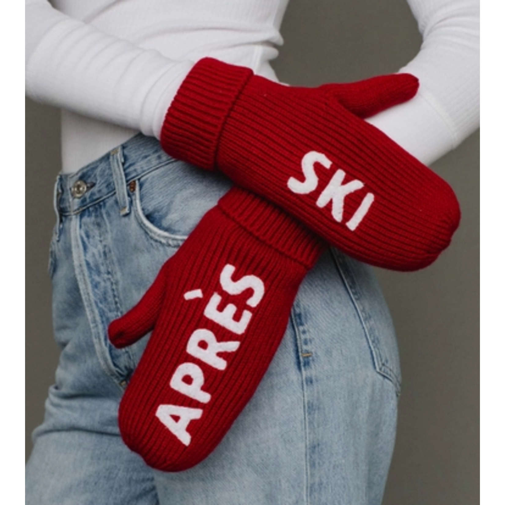 Panache Apparel Panache Red & White Apres Ski Knit Mittens