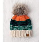 Panache Apparel Panache White, Green & Orange Patterned Pom Hat